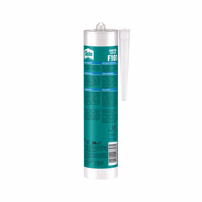 Sigillante siliconico Walraven Sista F101, ideale per ambienti umidi, resistente ai funghi, colore grigio polvere, confezione da 300 ml