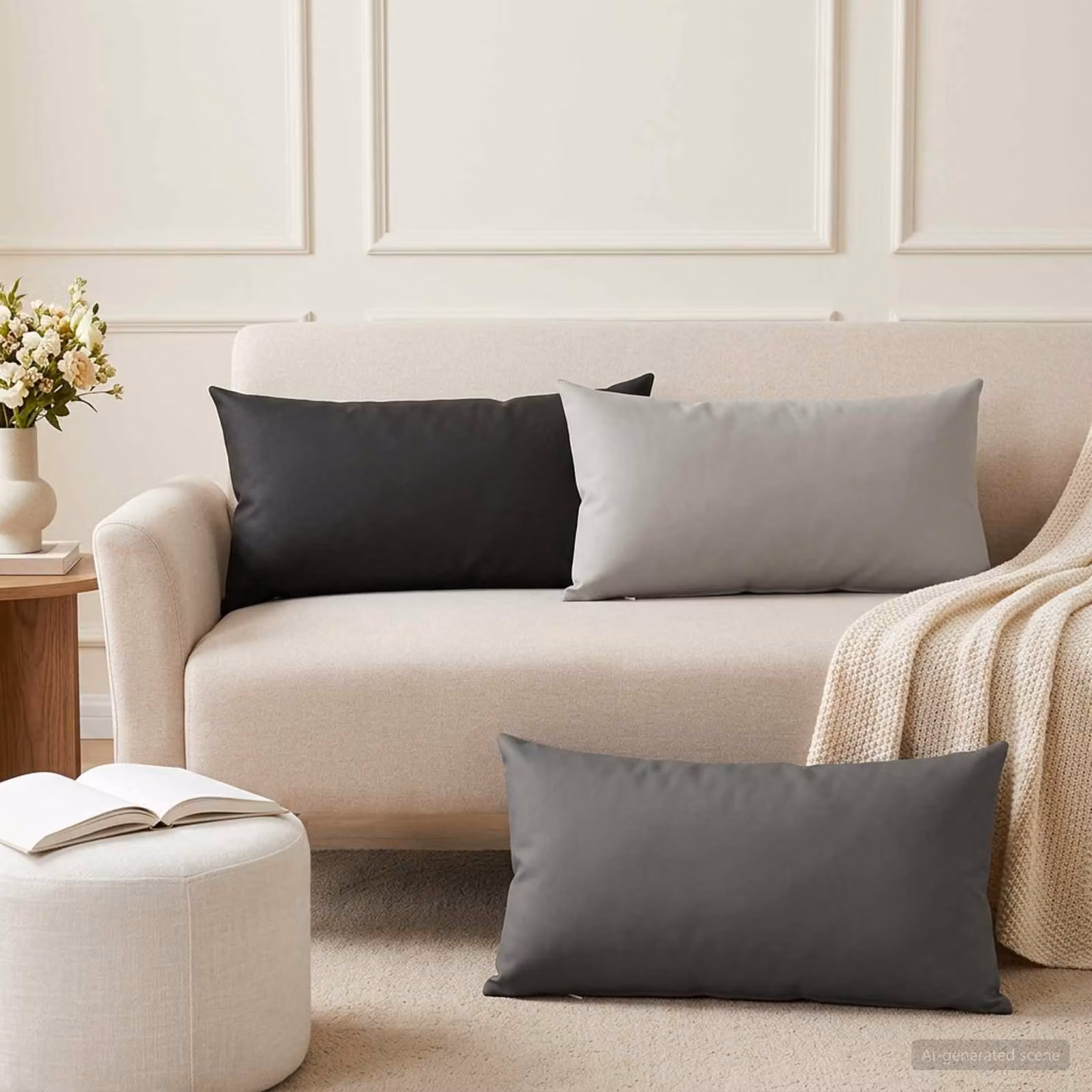 vidaXL Cuscino con cuscino HEERLEN 12 pz Grigio Poliestere