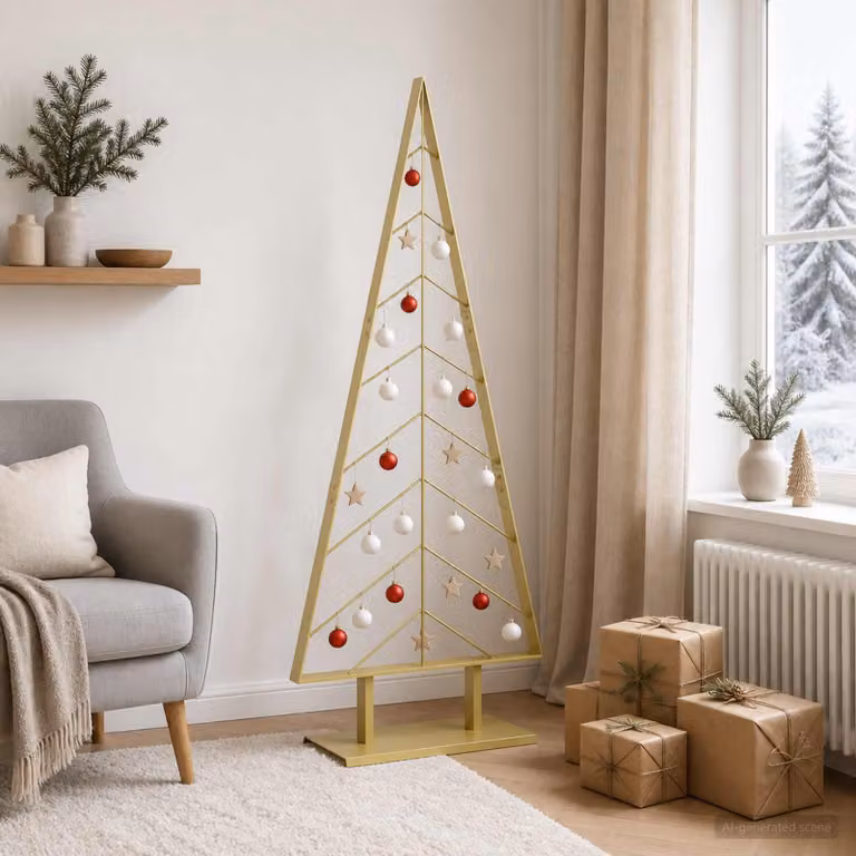 Albero di Natale moderno vidaXL KUOPIO in metallo color oro, Altezza: 150 cm