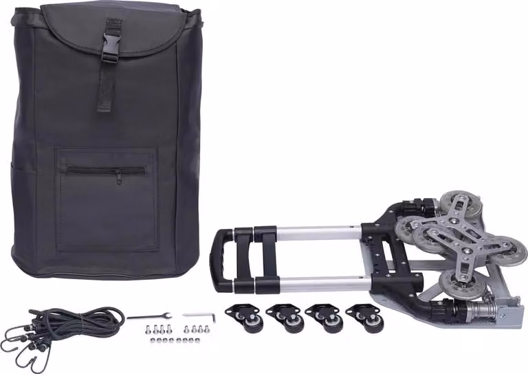 Carrello a mano, carrello portabagagli pieghevole, funzione saliscale, elevata capacità di carico, nero