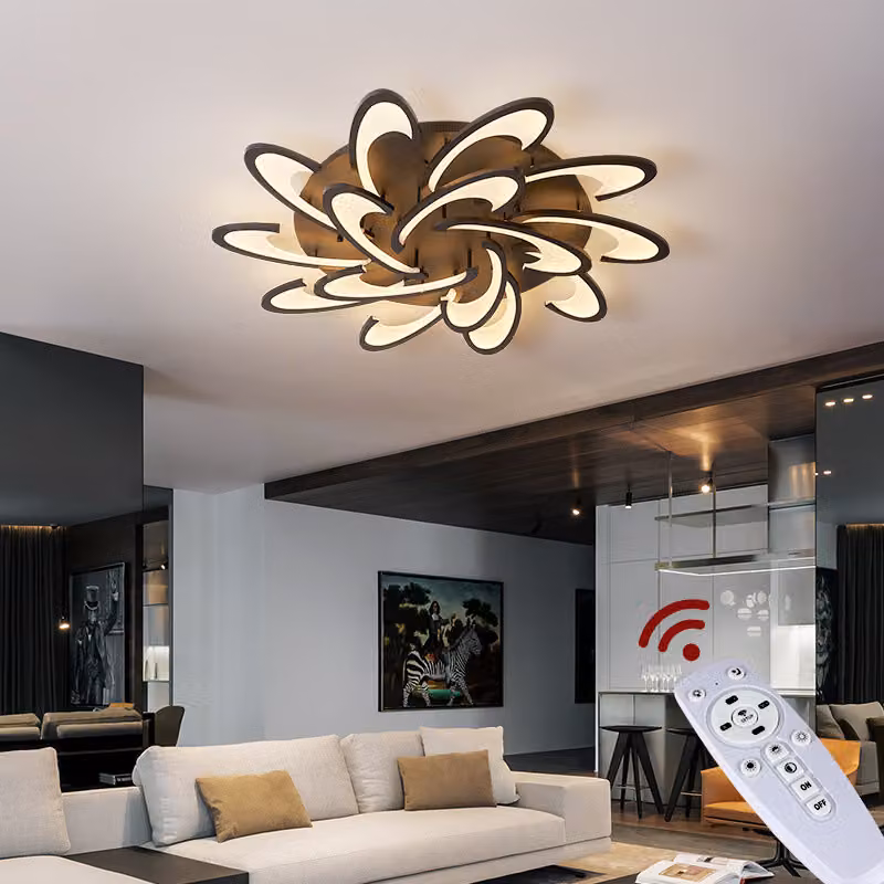 Plafoniera LED 2127Black-15 Ø 115 160 W con telecomando Colore della luce/luminosità regolabile Paralume acrilico struttura in metallo laccato nero