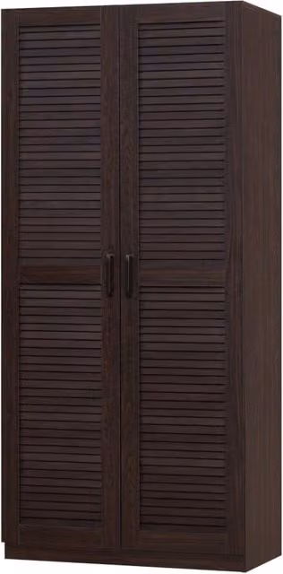 Armadio moderno per camera da letto in MDF con ripiano e appendiabiti, effetto noce scuro, H 176 x L 80 x P 52 cm