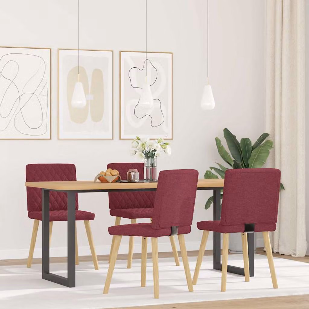 vidaXL Sedie da Pranzo 4 pz Rosso Vino in Tessuto