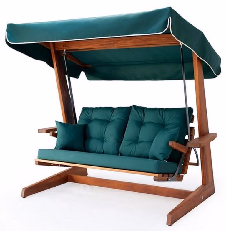 Casa Padrino Luxury Hollywood Swing Verde / Marrone - Altalena da giardino resistente alle intemperie con tettuccio - Mobili da giardino - Mobili da giardino - Mobili - Arredo giardino