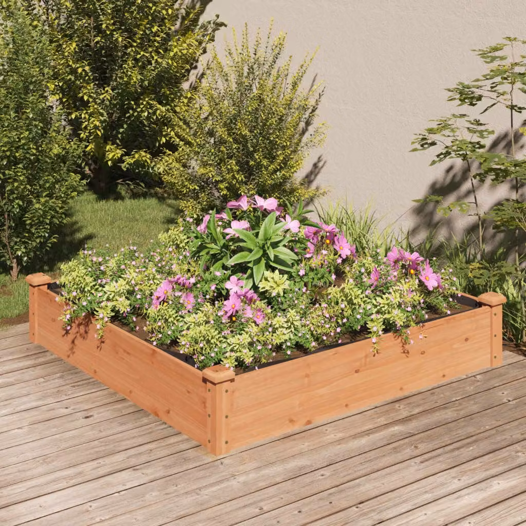 Fioriera da giardino rialzata vidaXL in legno di abete massello marrone L: 120 cm, P: 120 cm, H: 25 cm