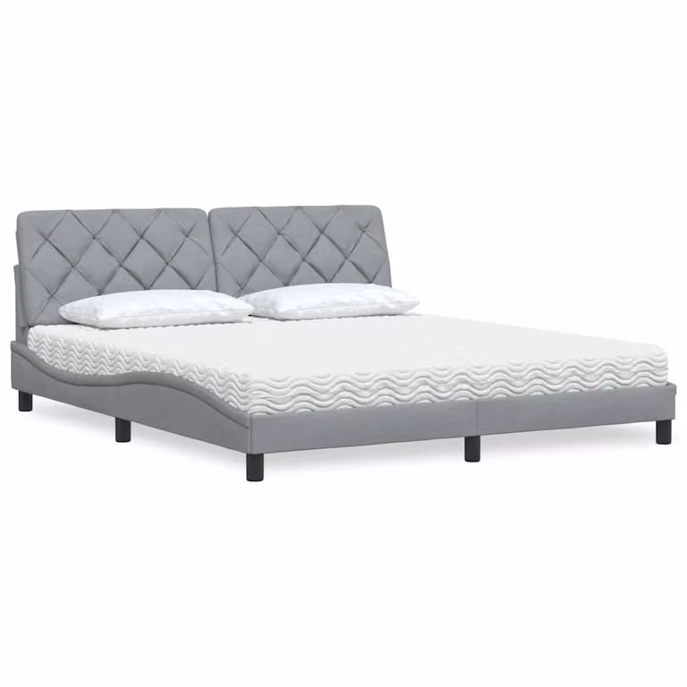 Letto con Materasso vidaXL in Tessuto Grigio e Bianco, L/P/H: 180 x 200 x 185 cm