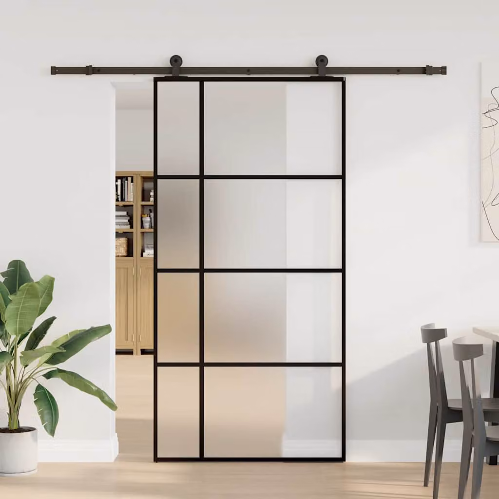 vidaXL Porta Scorrevole con Ferramenta 102,5x205cm Vetro ESG Alluminio