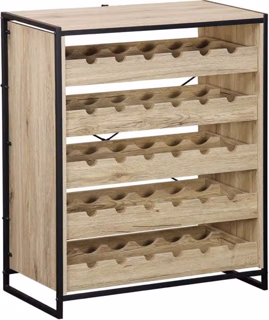 Mobile portabottiglie Sweeek in stile industrial con legno e metallo, marrone e nero