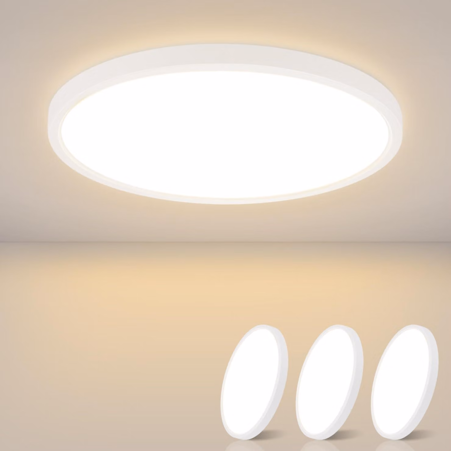 ZMH Lampada da soffitto a LED bianca Set da 3 Lampada da soffitto piatta 8W 3000K Bianco caldo 17cm Piccola illuminazione da soffitto per cucina e corridoio