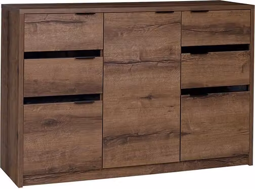 Cassettiera combinata PEORIA – rovere monastery / nero lucido