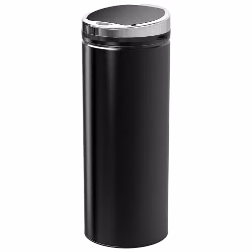 HOMCOM Pattumiera automatica da 50 l, cestino da cucina in acciaio zincato con sensore di movimento e vassoio interno rimovibile, nero