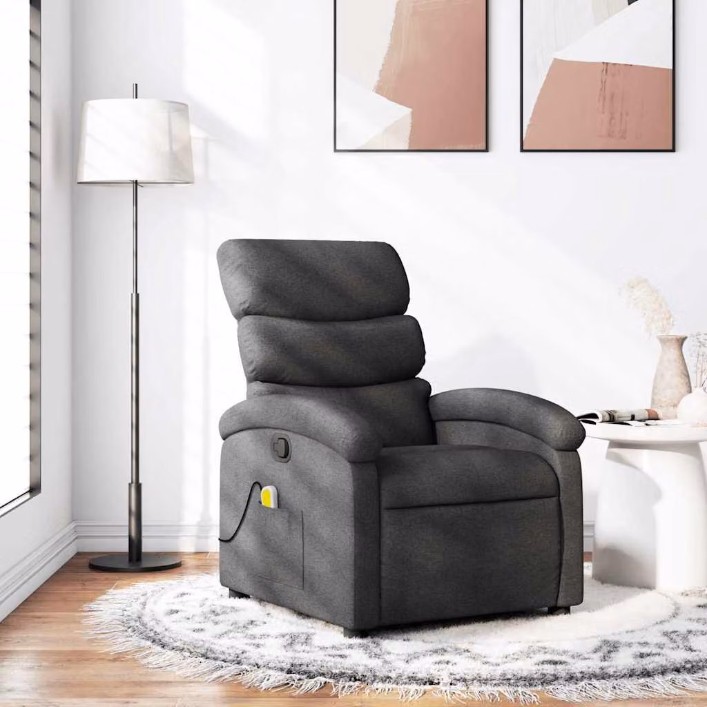 vidaXL Poltrona reclinabile relax moderna in tessuto grigio con braccioli