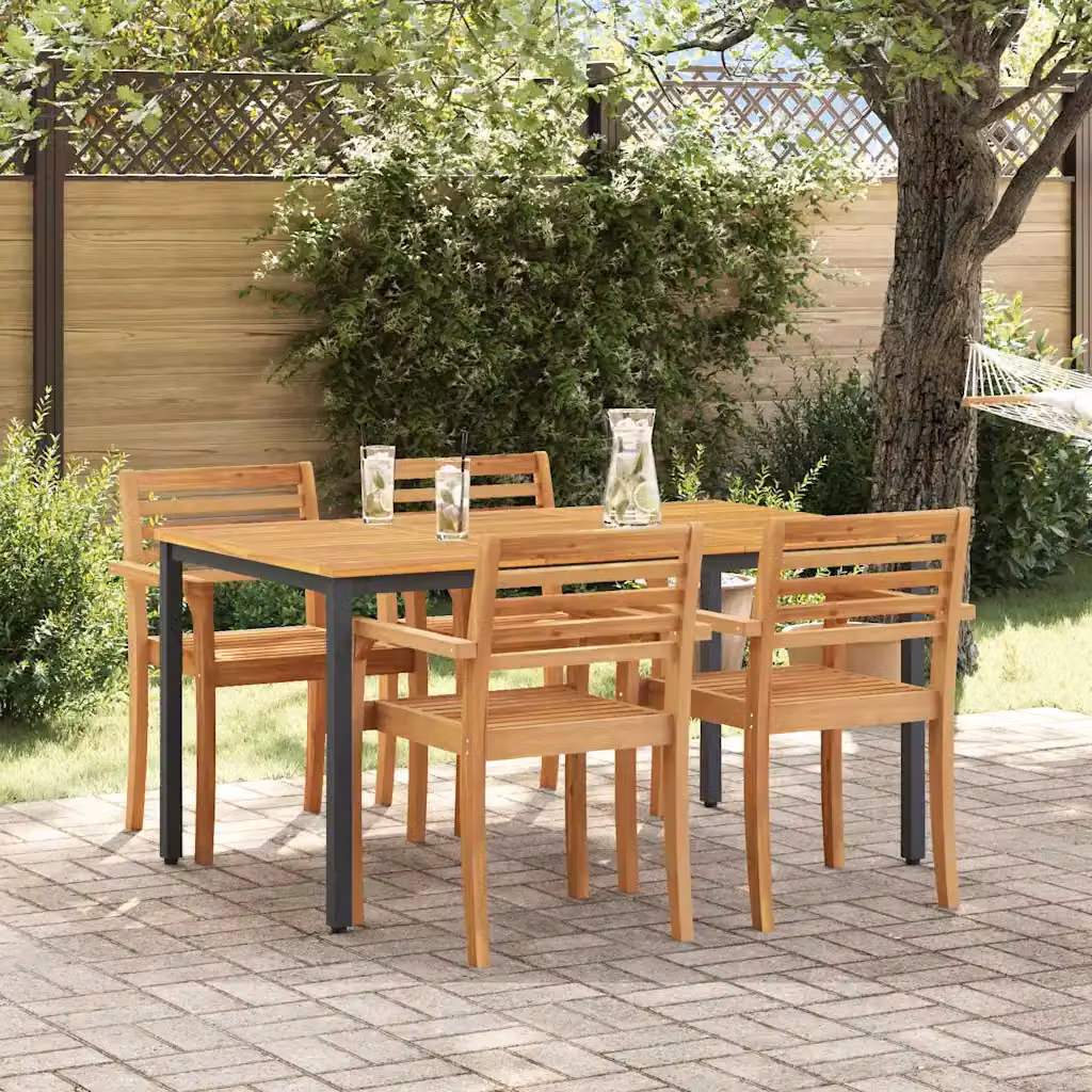 vidaXL Tavolo da Esterno Naturale e Nero 150 x 90 x 75 cm