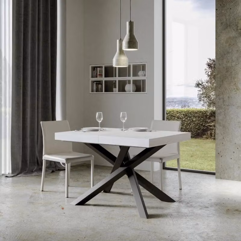 Tavolo allungabile Volantis Itamoby con telaio antracite e piano bianco frassino L: 90-390 cm, P: 77 cm, H: 76 cm – 2