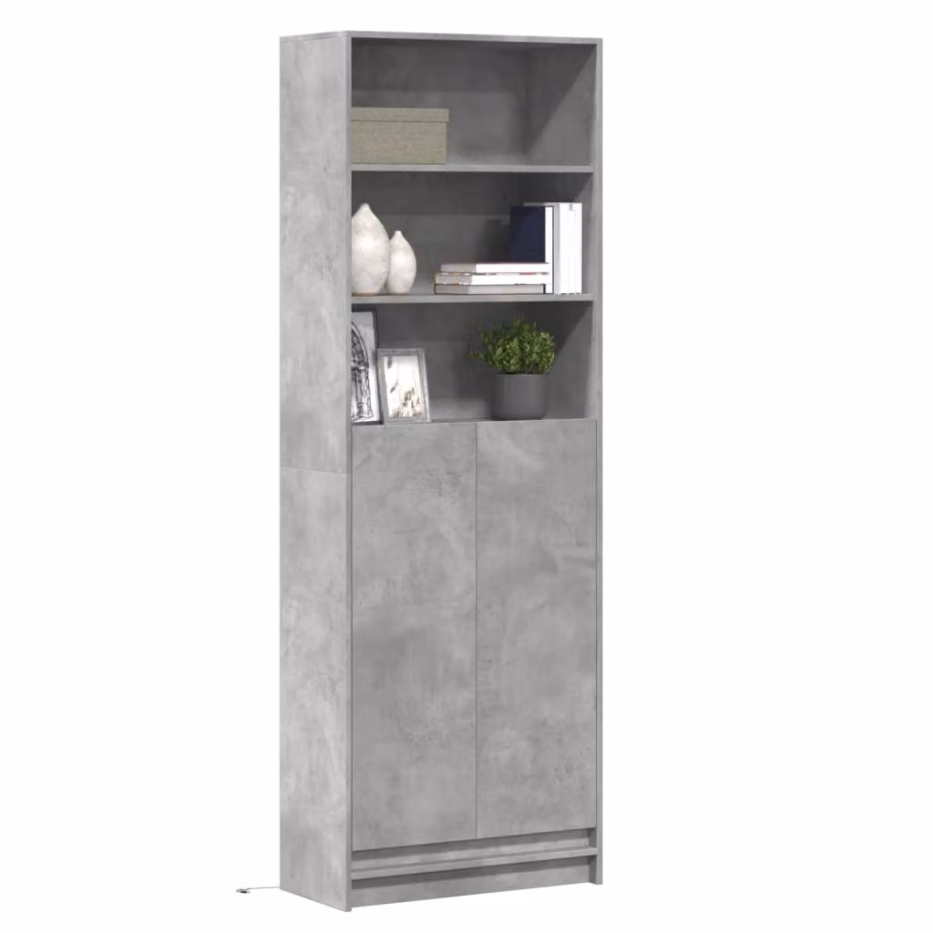 vidaXL Credenza Moderna con LED Grigio con Ante a Battente in MDF e Legno L/P/H: 69 x 32,5 x 200 cm