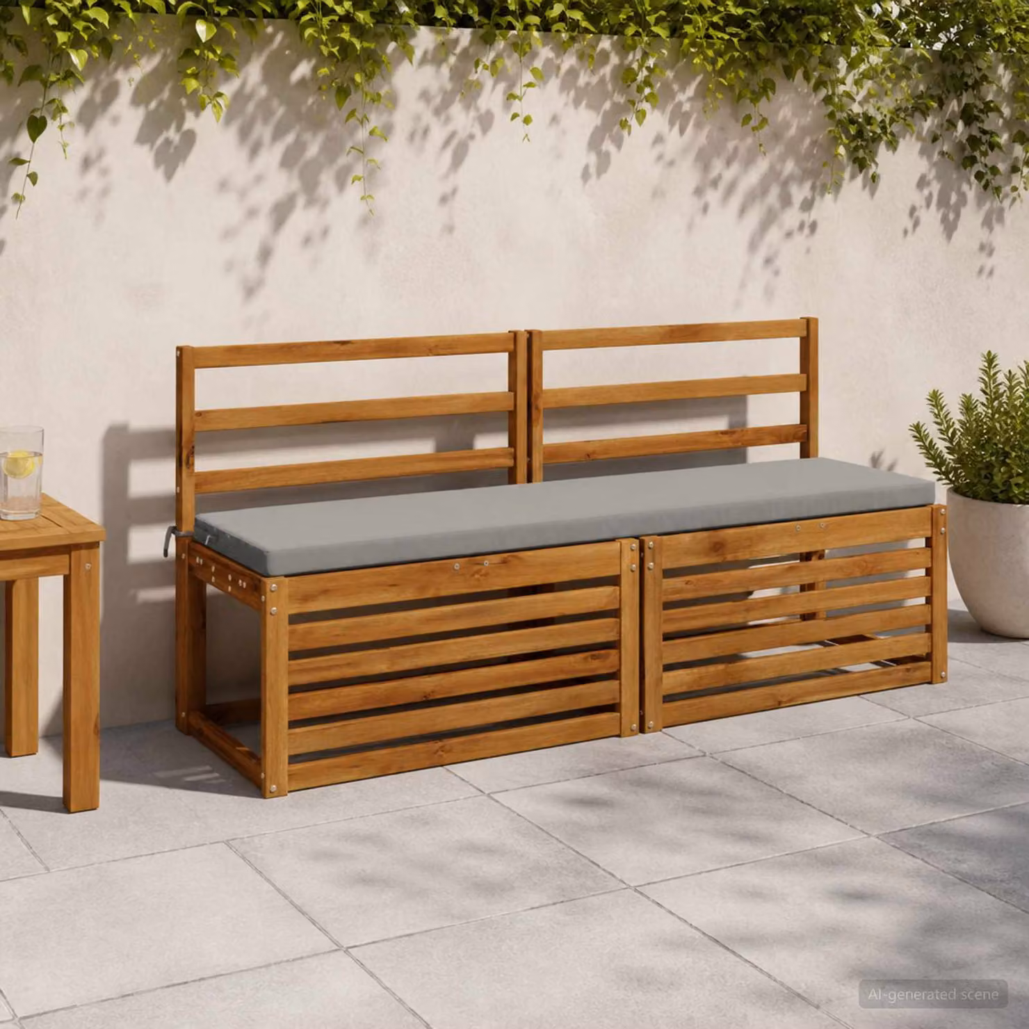 Cuscino per panchina vidaXL SOEST rettangolare in poliestere grigio con rivestimento rimovibile e resistenza ai raggi UV
