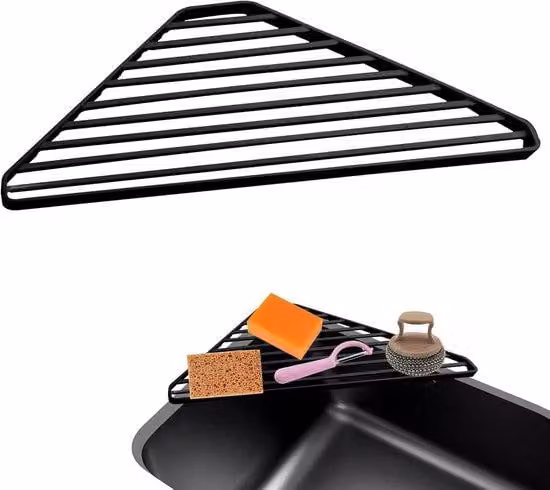 Set di due rubinetti per l'acqua di servizio, ribaltabili, raccordo ad angolo per lavello, vasca da bagno triangolare, ghisa, robusti e resistenti, adatti alla cucina, neri