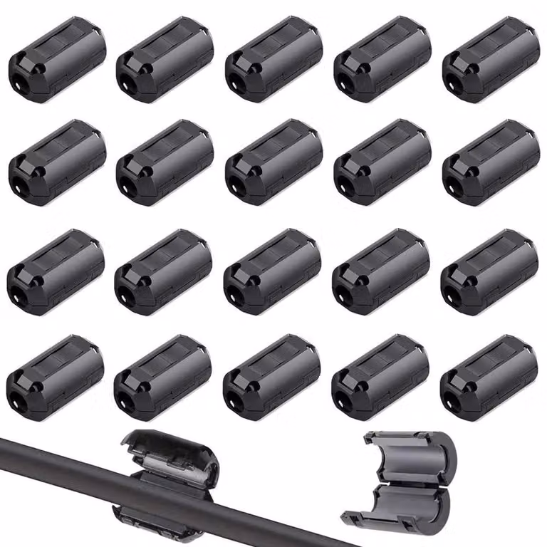 Anelli ferromagnetici con clip, 20 pezzi, 5 mm, neri, per la riduzione del rumore