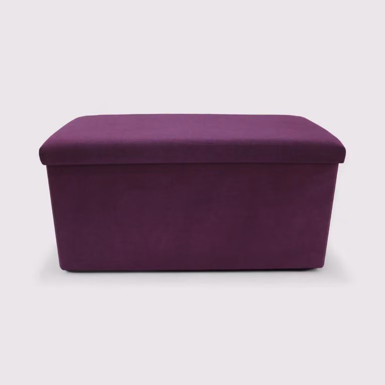 Litchi - Pouf a panca portaoggetti viola in stile moderno