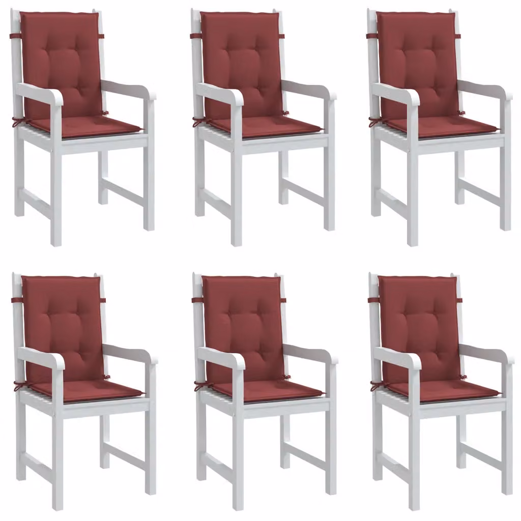 Set di 6 cuscini per sedia vidaXL in tessuto rosso, con schienale basso e imbottitura in schiuma antiscivolo