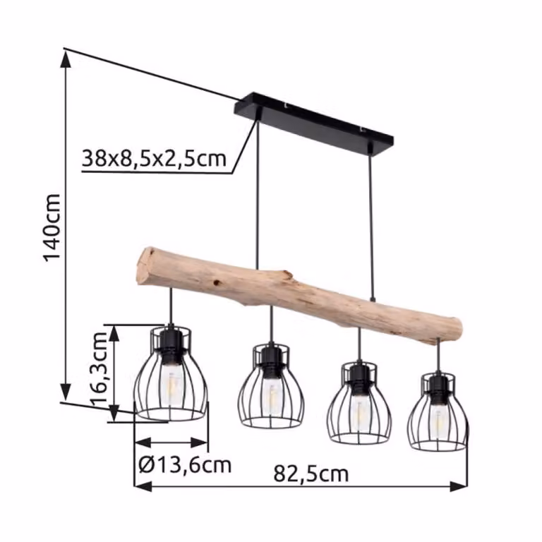 Globo Lampada a sospensione Mina, dimmerabile, Legno chiaro, Soggiorno / Sala da pranzo, Legno, Lampada a sospensione
