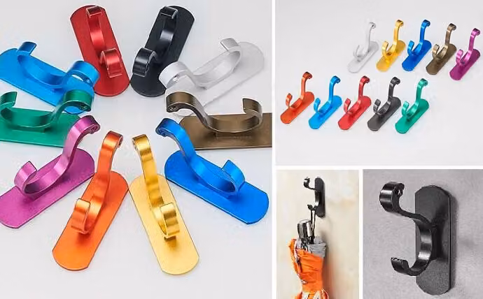 Set di 10 ganci appendiabiti (viola, alluminio, inox, senza viti)