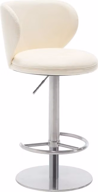 Sgabello da Bar Regolabile in Altezza in Acciaio Inox Titanio Nero con Sedile in Pelle Nappa e Schienale
