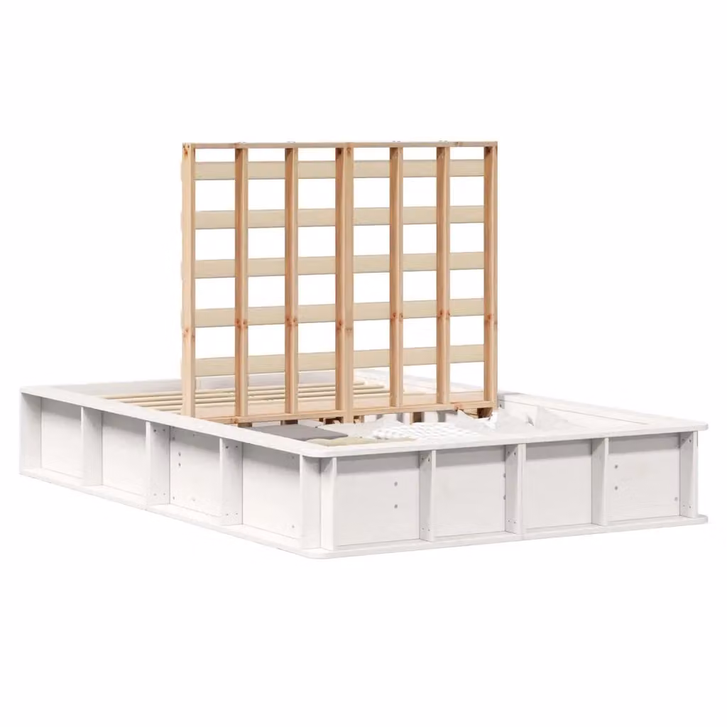 Struttura del letto con contenitore a sollevamento vidaXL in pino massello bianco L 120 x P 200 cm – 2