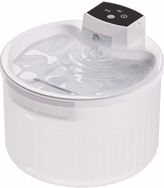 Fontana bevande wireless per gatti da 3,2 L, bianca, con sensore di movimento