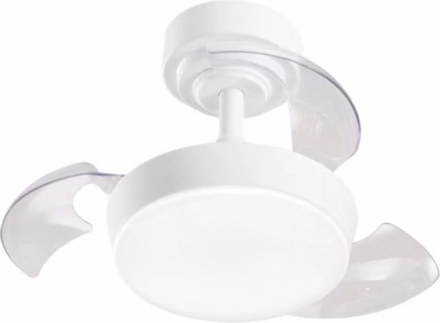 Ventilatore da Soffitto Perenz con Luce LED Integrata da 24W, Pale a Scomparsa in Acrilico Trasparente, Motore DC, Bianco, D.56 cm – 1