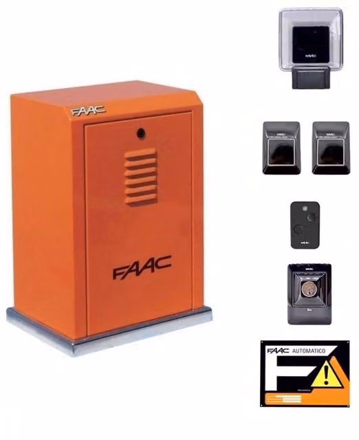 Kit completo per automazione cancello scorrevole FAAC 884 MC 3PH 400V in metallo arancione