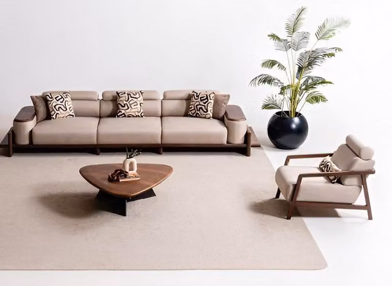 Moderne Wohnzimmer Sitzgarnitur Luxuriöser 4-Sitzer Edler Sessel 2tlg