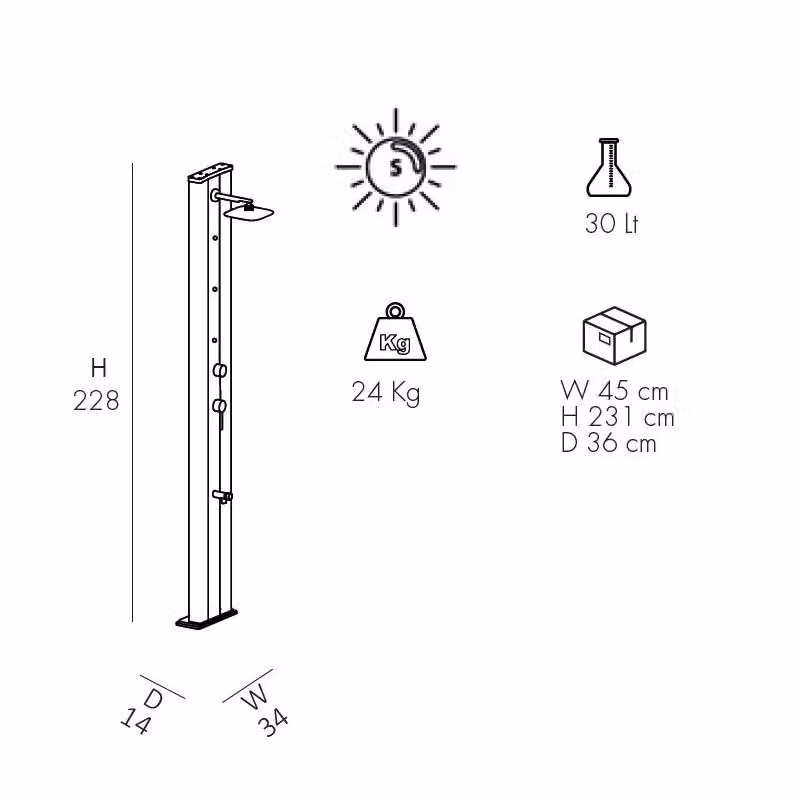 Doccia Solare Dada S in Alluminio con Nebulizzatore e Miscelatore Arkema Design Colore Blu Cv-D450/5012 – 2