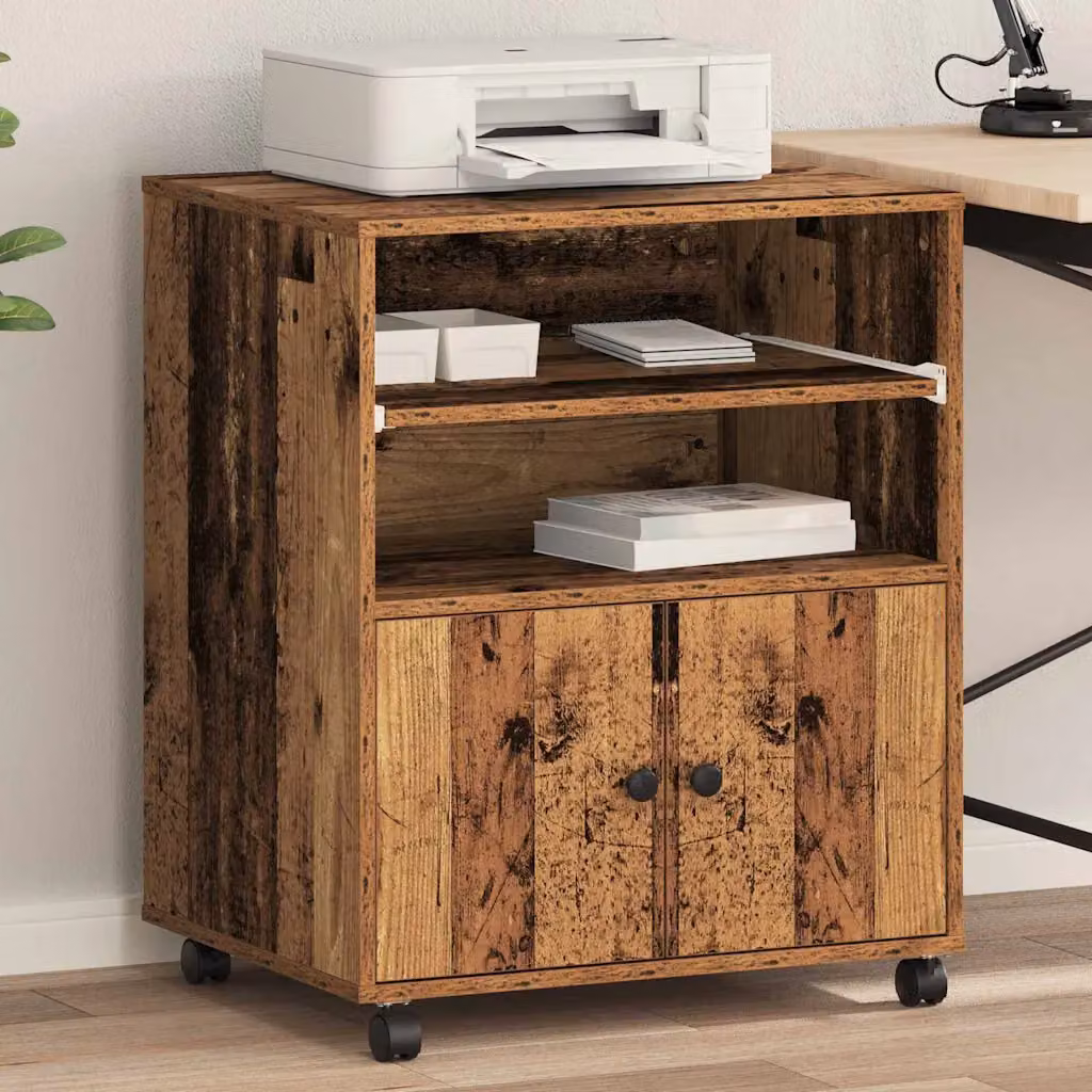 vidaXL Supporto per Stampante in Legno, Colore Marrone, L 60 cm x P 48 cm x H 74 cm