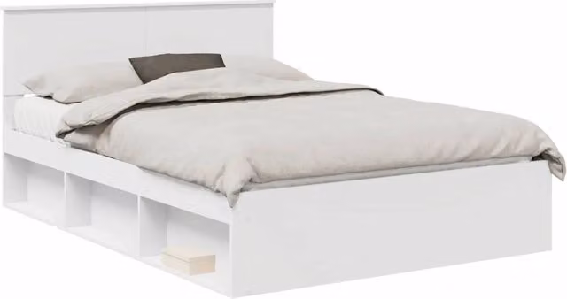 Letto matrimoniale | Letto per adulti | Struttura del letto Bianco 140 x 200 cm Pino massello