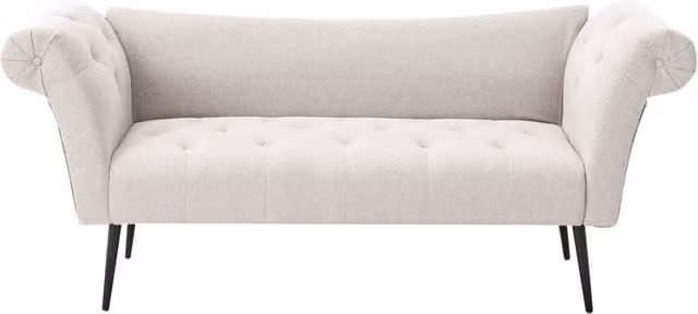 Chaise Longue in tessuto beige chiaro e Gambe con gambe in metallo dorato