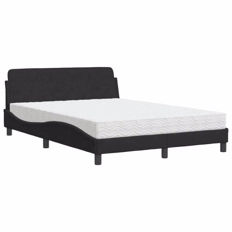 Letto con Materasso Dover Nero 120x200 cm in Velluto
