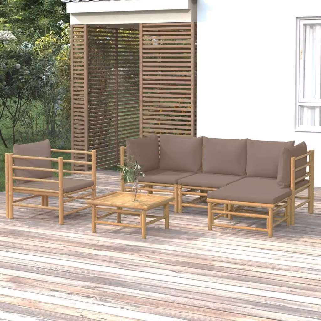 Maison Exclusive - Set da giardino da 6 pezzi con cuscini color taupe in bambù