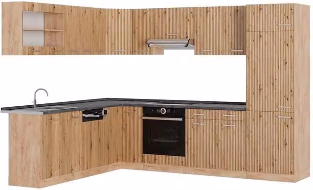Cucina angolare completa R-Line Vicco in rovere e antracite, L 287 cm x P 227 cm