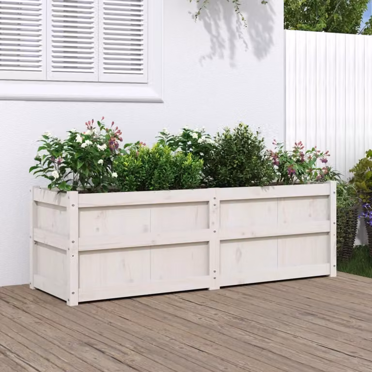 Fioriera da giardino vidaXL in legno di pino bianco L 150 x P 50 x H 50 cm