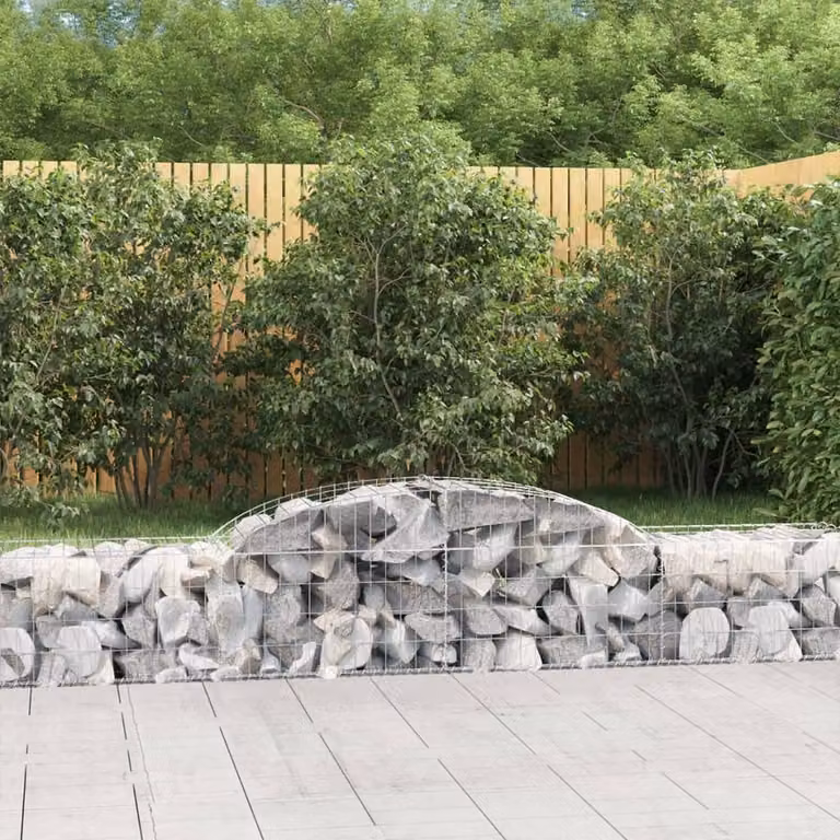Set di 12 cesti gabbioni ad arco vidaXL in acciaio zincato grigio, L: 300 cm, P: 50 cm, H: 40/60 cm
