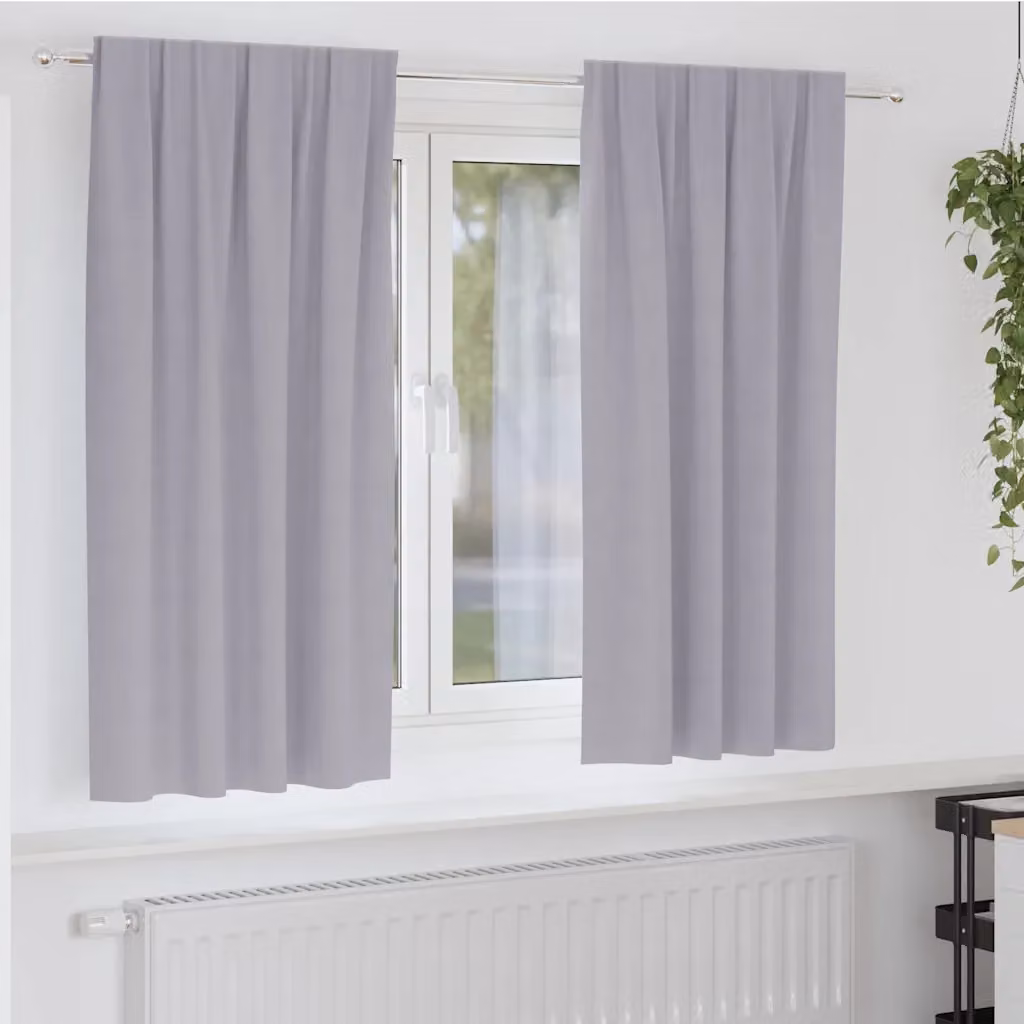 Set di 2 tende blackout vidaXL con anelli in poliestere, colore grigio, L: 175 cm x H: 140 cm