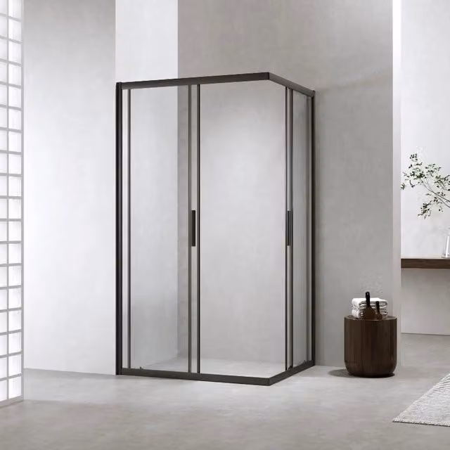 Box Doccia 70x100 Cm h190 Scorrevole Profili Nero Opaco Vetro 6 mm Trasparente| Neat
