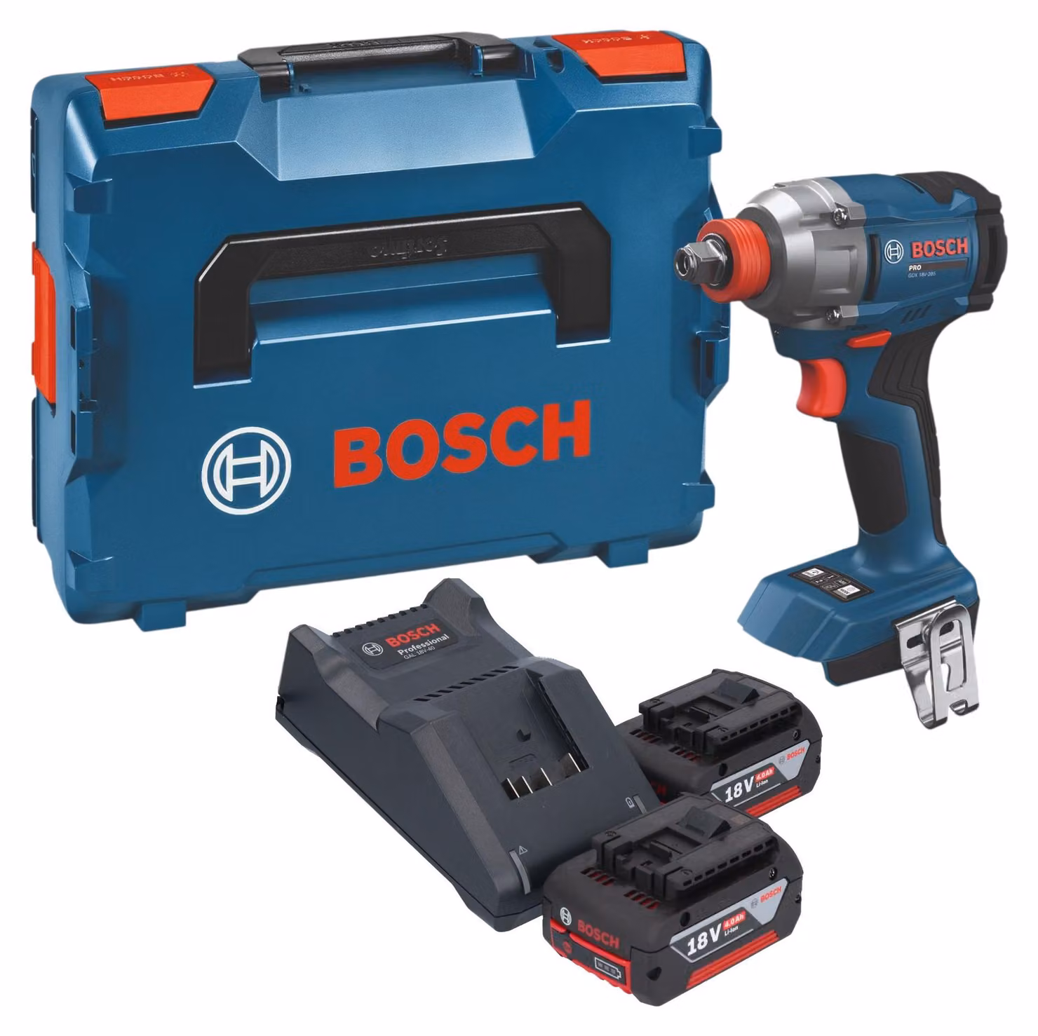 Avvitatore a impatto a batteria Bosch GDX 18V-285 Professional 18 V 285 Nm + 2 batterie da 4,0 Ah + caricabatterie + valigetta L-Boxx