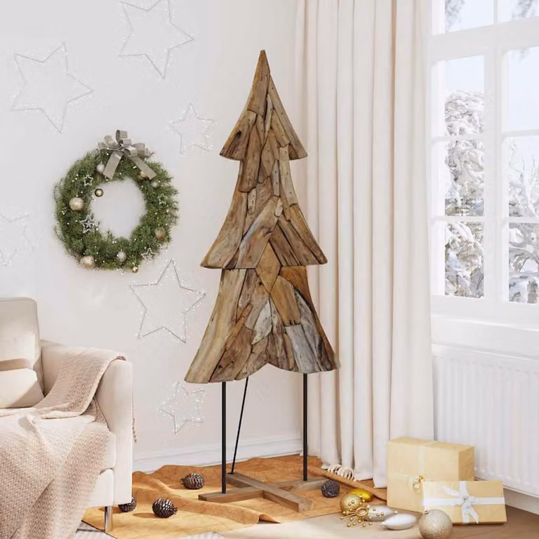 Maison Exclusive - Albero di Natale con supporto, color marrone, 181,5 cm, in legno massello di teak