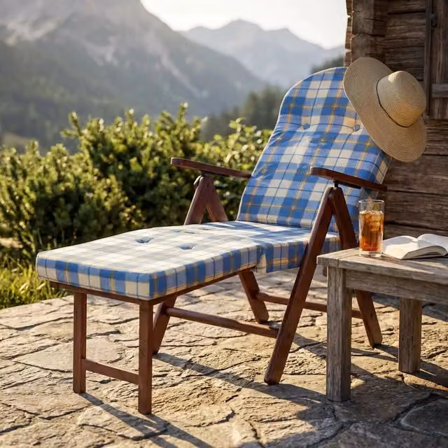 Poltrona Sdraio 4 posizioni con cuscino in Cotone Legno cm 84x75x110 - PERCY