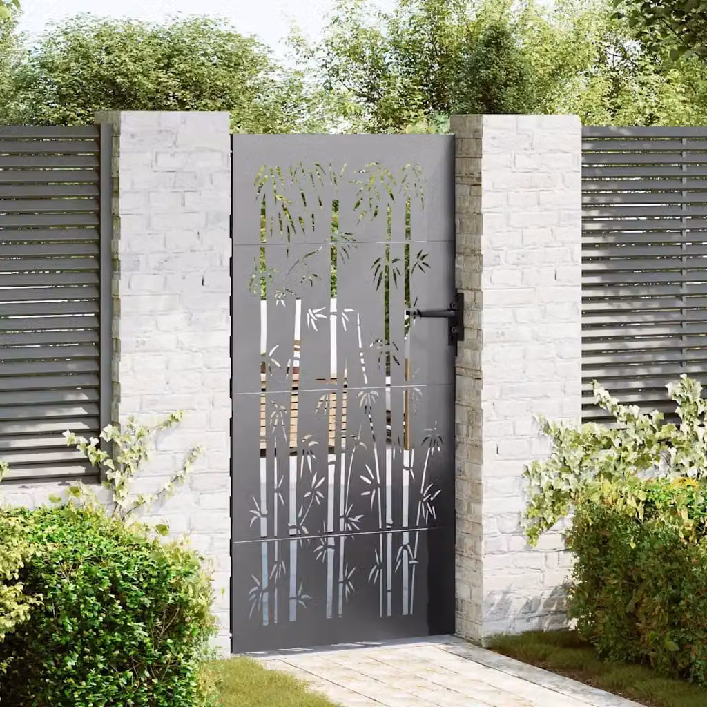 Cancello singolo da giardino vidaXL in acciaio nero L: 85 cm, H: 200 cm – 1