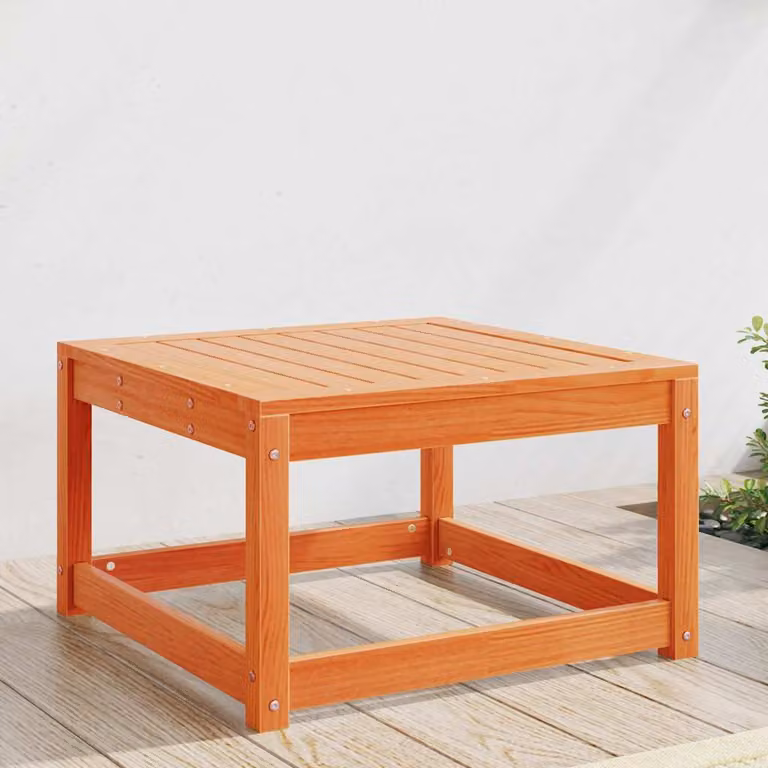 vidaXL Poggiapiedi da Giardino in Legno di Pino Massello Trattato, Marrone Rustico, L: 63,5 cm, P: 38,0 cm, H: 38,0 cm
