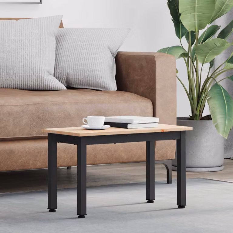 vidaXL Tavolino da salotto moderno in pino massello naturale L: 60 cm, P: 30 cm, H: 36 cm
