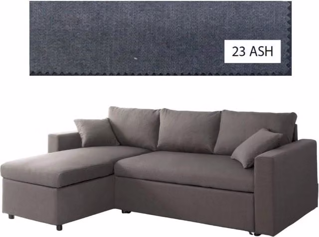 Divano con penisola Ash Golf Giordanoshop reversibile in tessuto grigio con struttura in legno e funzione letto – 1